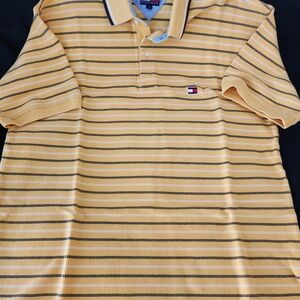 Tommy Hilfiger Men's Yellow Striped Polo Shirt